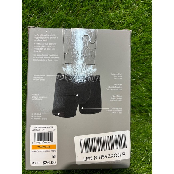 Under Armour Boys Youth YS JP CH Performance Cotton Boxer‎ Briefs 3 Pack - Picture 4 of 4